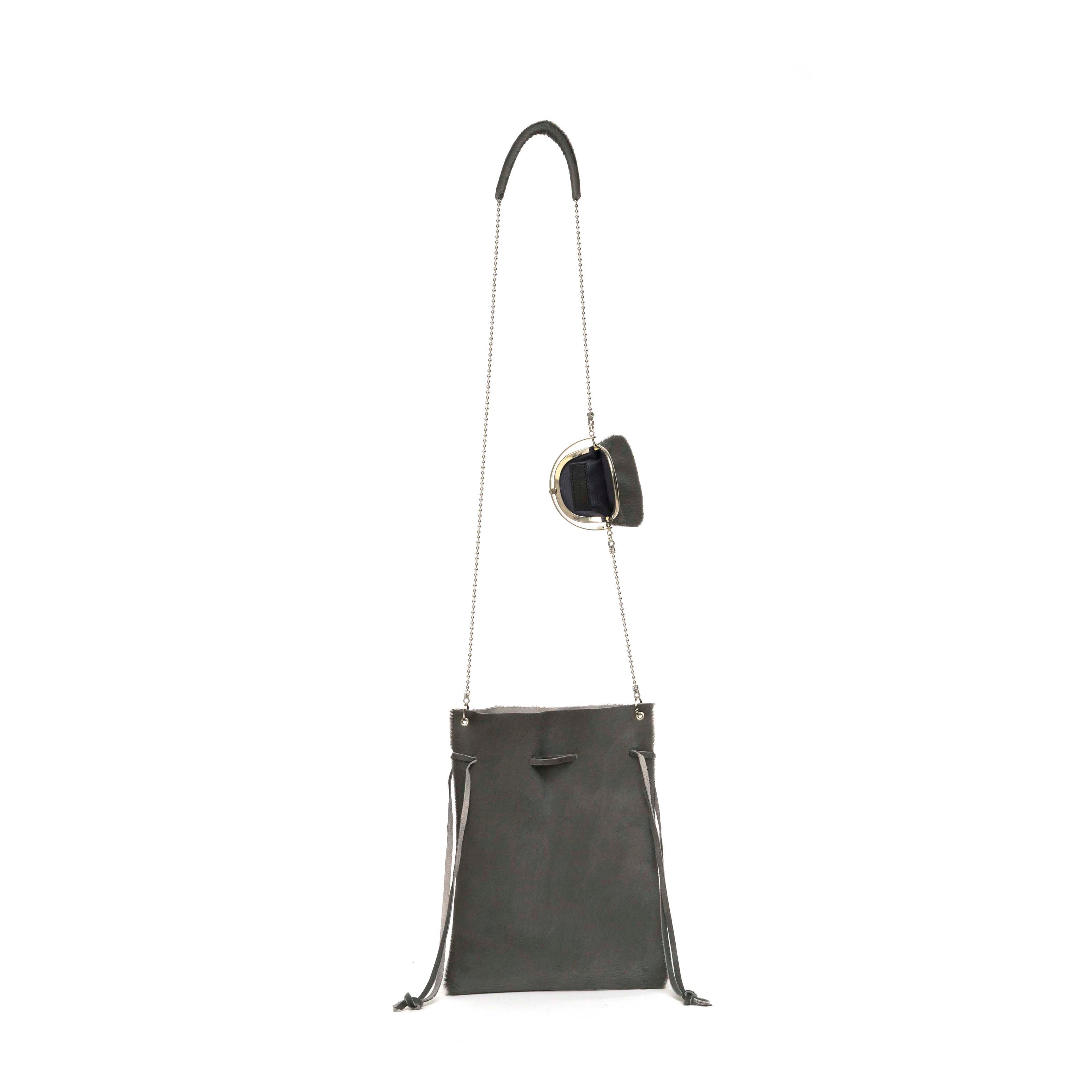 ODD - CHAIN POUCH & FRAME PURSE | HAIR CALF LEATHER | SIZE.2